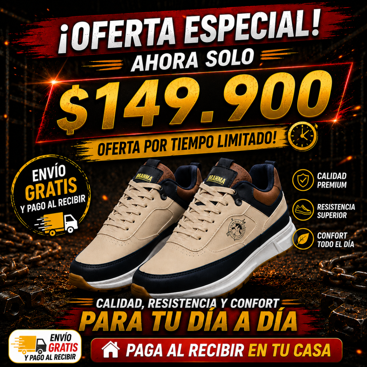 Tenis Brahma Cuero - Ultimas unidades